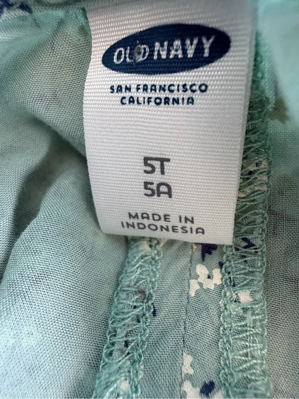 Old Navy Girls 5T Sage Green Floral Swing Dress 100% Rayon